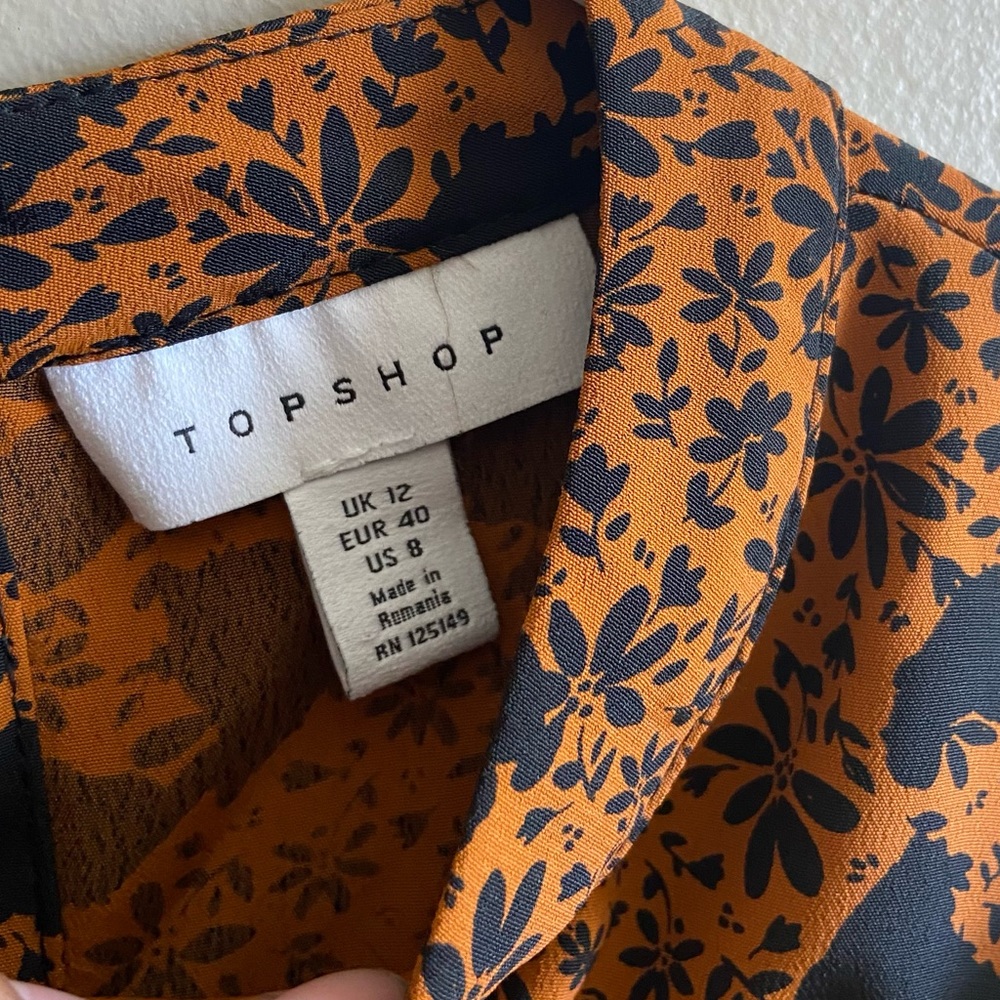 Topshop Orange and Black Floral Blouse - Picture 4 of 9